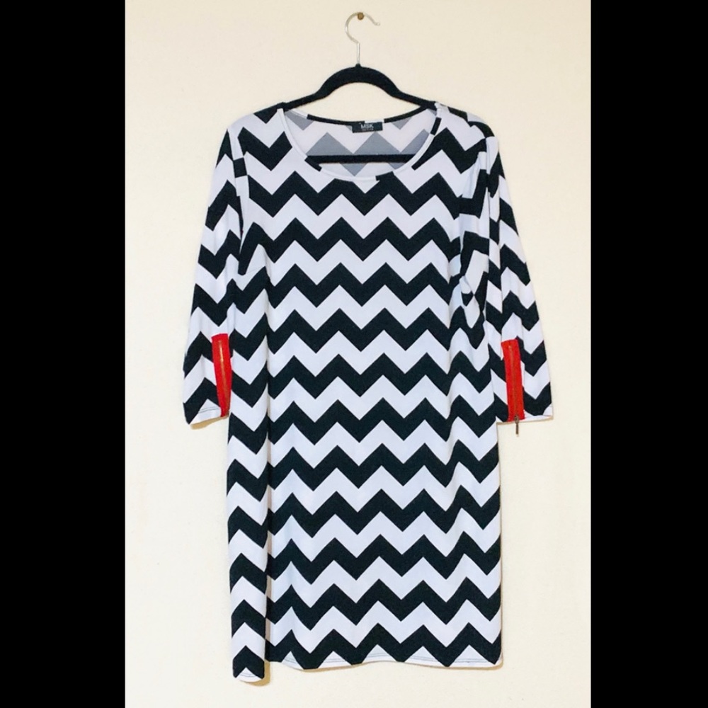 black and white chevron dress
